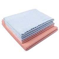 SHSCLY Microfiber Cleaning Cloths 5 Pieces for Wooden Furniture Bathroom Tile Kitchen Stainless Steel Utensils Doors Windows Lint-Free (16"×16",Blue, Pink) with 2 Pink Waffle Weave Micorfiber Towels
