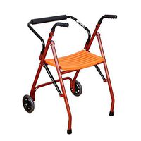 Lightweight Aluminum Folding Walker with Wheels, Adjustable Height, Bariatric Folding Walker with Durable Plastic Handles