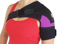 Shoulder Brace Support by Strong AID. for Rotator Cuff Pain AC Joint Dislocated Frozen Tear Injury Adjustable Compression Stability Sleeve (Purple, L-XL)