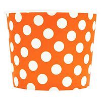 Orange Paper Ice Cream Cups - 16 oz Polka Dotty Disposable Bowls - Comes in Many Colors - Frozen Dessert Supplies - 1,000 Count