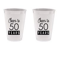 50th Birthday Frost Flex Plastic Cups - Cheers to 50 Years (10 cups)