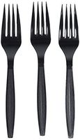 Amscan 43600.10 Big Party Pack Premium Plastic Forks, 10.6 x 10.4, Black
