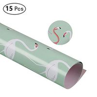 Zhi Jin Atr Painting Waterproof Gift Wrapping Paper Flower Packaging Paper Set for Christmas Birthday 15 Sheets/Pack Flamingos