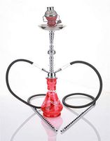 2 hose 23" Ahlah Red Hookah Shisha Nargila water glass vase pipes smoke sale