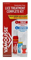 Vamousse Super Lice Complete Kit | Treat and Defend, Kills Head Lice and Eggs | Professional Steel Comb | Daily Kids Shampoo