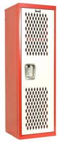 Hallowell Home Team Locker, 15"W x 15"D x 48"H, Red Body / White Door, Single Tier, 1-Wide, Knock-Down