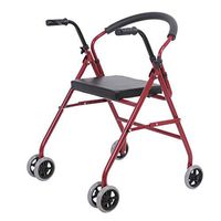 4-Wheeled Walker with Sponge Cushion, Rolling Walker with Detachable Backrest for Easy Carrying, Adult Walker Anti-Slip and Shockproof, Suitable for The Elderly and Disabled,A