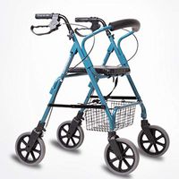 Mobility Drive Walking Aids 4 Wheels Foldable, Rollator Walker with Double Brake System, Medical Rolling Walker 4 Height Adjustable Used for Seniors Walking,Blue
