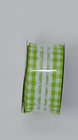 Lime Green and white chex with lace center 1.5 in x 9 feet wired ribbon