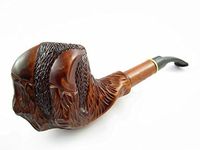Fashion Decorated Tobacco Smoking Pipe Eagle Claw Churchwarden Carved Pear Root + Pouch