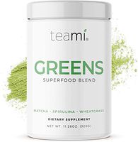 Teami Green Superfood Powder - 32 Servings of Super Greens Powder - 16 Vegan Super Green Non-GMO Mixed Veggie Ingredients, Including Spirulina, Chlorella, Wheatgrass, Spinach, Kale, and Acai