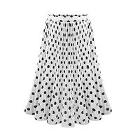 Sayhi Polka Dot Long Skirt Womens Pleated High Waist Midi Skirt Elastic Waist Skirt Long Summer Skirts for Women(White,XXL)