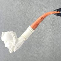 Suave Pirate 1/4 Bend Meerschaum 1/2 Length Churchwarden Pipe by Paykoc Imports