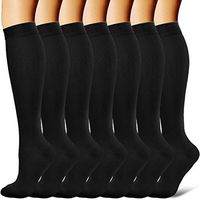 7 Pairs Compression Socks for Women and Men - Best Athletic, Edema, Diabetic,Varicose Veins,Maternity,Travel,Flight Socks,Shin Splints - Below Knee High (Small/Medium, Black)