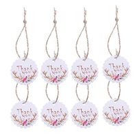 Supvox 100pcs Thank You Gift Tags Tags with String, Antler Printing Decor Hanging Tags Wedding Favor Gift Tags for Wedding Favors
