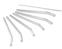 Premium Glass Straws Clear Bent 9" x 10mm | Reusable Drinking Straws for Smoothies, Milkshake, Tea, Water, Juice | Healthy | Eco Friendly | Non-Toxic BPA Free | Set of 6 with Cleaning Brushes | Gift