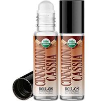 Organic Cinnamon Cassia Roll On Essential Oil Rollerball (2 Pack - USDA Certified Organic) Pre-diluted with Glass Roller Ball for Aromatherapy, Kids, Children, Adults Topical Skin Application - 10ml