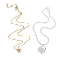 2 Pieces Alloy Pendant Necklace Jewelry Chain Necklace Gift Silver.Gold Prom Pretty Beautiful Bright Cute Stylish Simple Cheap Women Womens Beads Daily