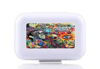 JWDCC Pill Box Case - Decorative Boxes - Skull Flowers Pattern- Pocket Medicine Tablet Holder Organizer Case Pill Box for Purse - Compact 8 Compartment