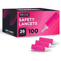 Prove Safety Lancets Pressure Activated 26-Gauge - 100 Count | 100ct 26G Disposable Single-Use Lancets for Blood Testing