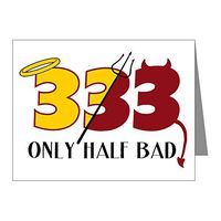 Note Cards (10 Pack) 333 Only Half Bad Angel Halo Devil