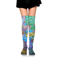 Multicolored Globe Map Cotton Compression Socks for Women. Graduated Stockings for Nurses, Maternity, Travel, Flight, Pregnancy, Varicose Veins,Running & Fitness, Calf Support.