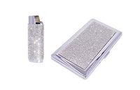 Bling Crystal Rhinestone Cigarette Case / Lighter Sleeve Set for 120s, 100s, Kings