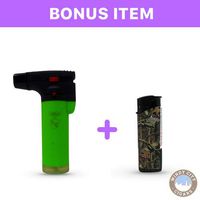 Eagle NEON 4in Torch Jet Blow Lighter with Safety Lock & Adjustable Flame Green & Free Lighter
