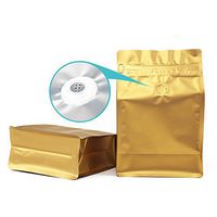 Stand-up Storage Bags Pouches Airtight Coffee Bean Flower Tea Snack Dried Fruit Food with Degassing Valve 16 OZ High Barrier 50 Pack Zipper (Glossy Gold)