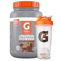 Gatorade Whey Protein Powder + Blender Bottle, Chocolate, 56 oz Canister (50 servings per canister, 20 grams of protein per serving)