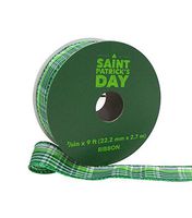 Happy St. Patrick's Green Plaid Ribbon 7/8''x 9'
