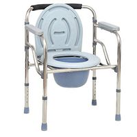 Folding Handicapped Bath Chair Disabled Toilet Potty Chair Height-Adjustable Elderly Seat Commode Chair