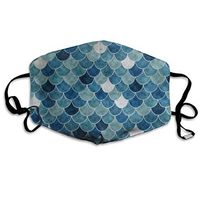 Cute Fashion Reusable Earloop Half Face Dust Proof Mouth Facial Protection Washable Outdoor Sports Cloth Face Facial Protection Black Mouth for Pollen Dust Mermaid Fish Scales