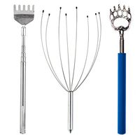 Great Value Relaxation Therapeutic Gift Set With Silver Stress Relax Head Massage Neck Scalp Massager, Portable Back Scratcher Extendable Telescopic Metal And Bear Claw Backscratchers By VAGA