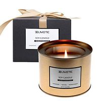 LINMETIC Scented Aromatherapy Candles Gift,Amber&Cedarwood Scented Candle,Natural Soy Wax,9.8Oz Travel Tin Relaxing Candle For Bath Spa Meditation Winter Christmas Candle Gift