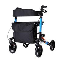 Lightweight Folding Rollator Walker with Seat | Transport Chair, Dual Safety Brake, Adjustable Height, 4 Wheels Mobility Aids with Cane/Umbrella Holder & Removable Storage Bag,Purple