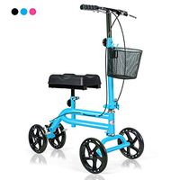 Giantex All Terrain Steerable Knee Scooter, Medical Knee Walker for Foot Injuries Ankles Surgery, Height Adjustable Weight Capacity 350lbs, Orthopedic Seat Pad, Heavy Duty Crutches Alternative (Navy)