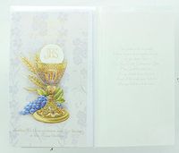 To A Dear Son on His Communion Day Greeting Card. Includes envelope.