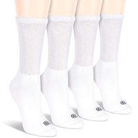 Doctor's Choice Women's Non-Binding Circulatory Diabetic 4 Pack White Cushioned Crew Socks, Shoe Size 4-10
