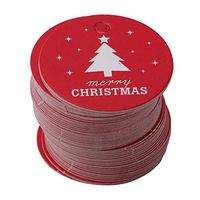 Guoshang 100Pcs Christmas Tree Star Shape Gift Tag Celebration Party Paper Label Tags Festival Decorations Accessary,Red1,Round