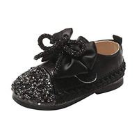 Diufon Children Autumn Crystal Bling Sequins Princess Shoes, Fashion Girls Bowknot Single Shoes Casual Shoes Peas Shoes (15-18 US M Toddler, Black)
