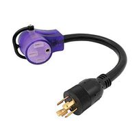 Parkworld 60417A EV Adapter Cord 4-Prong Generator 20A Locking L14-20P Male to RV 50 AMP 14-50R Female with Handle and Lighted (Both for EV and RV)