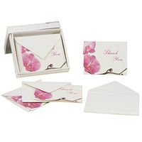 JAM Paper Handmade Recycled Foldover Card Sets in Box - 5 1/2" x 4 1/2" - White with Pink Side Roses - Sold Individually