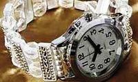 Elegance Collection- Talking Watch with Alarm Silver Tone/Beaded Band