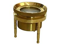 Global Art World Old Antique Very Rare Beautifully Polished Brass Heavy Nautical Loop Magnifyer Magnifying Glass MG 015