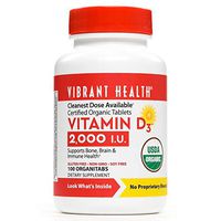 Vibrant Health, Vitamin D3 2000 IU, Organic Supplement, 100 Capsules (FFP)