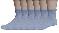 6 Pairs Lose Fit Non Binding Top Physician Approved Therapeutic Diabetic Low Cut Ankle Socks (10-13, Grey)