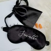 Personalized Satin Sleep Eye Mask Blindfold, Bridesmaid Gift Hen Party Custom Monogram Bachelorette Wedding Favors Birthday Gift for Her (Black Mask)