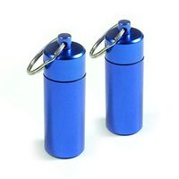 2 Pack - Aluminum Keychain Medication Pill Box. Waterproof Portable Mini Travel Pill Boxes Medicine Vitamin Holder case. Bottle Container, Organizer, Dispenser, Reminder Weekly 7 Day, Daily, am pm