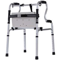 HAMIMI Folding Walker Elderly Auxiliary Aluminum Walker with Plastic Seat Plate Without Wheel Walking Training Rehabilitation Equipment Mobility Wheelchai